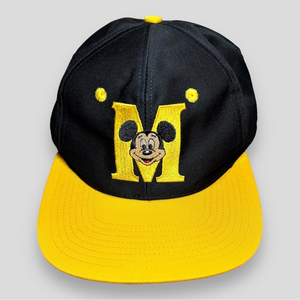 Walt Disney World Mickey Mouse Hat Cap Adjustable Black & Yellow MINT Snapback‎